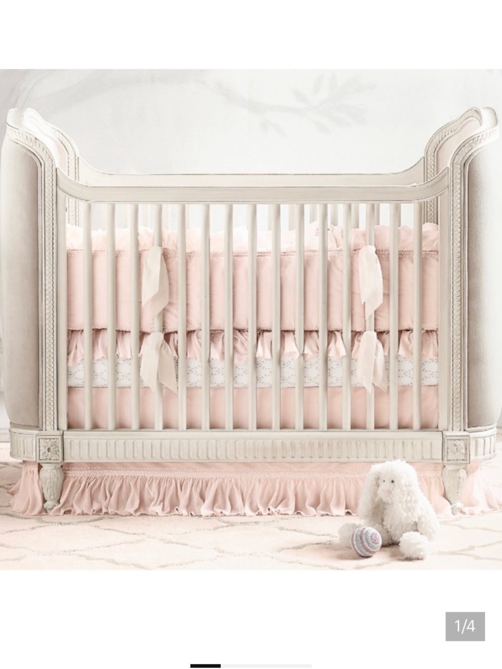 Restoration Hardware Petal Pink Ruffled Voile Crib Skirt
